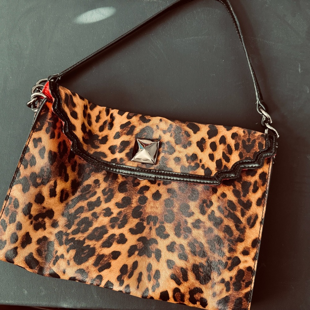 Kate Landry Leopard and Black Shoulder Bag